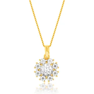 9ct Yellow And White Gold Two Tone Round Pendant