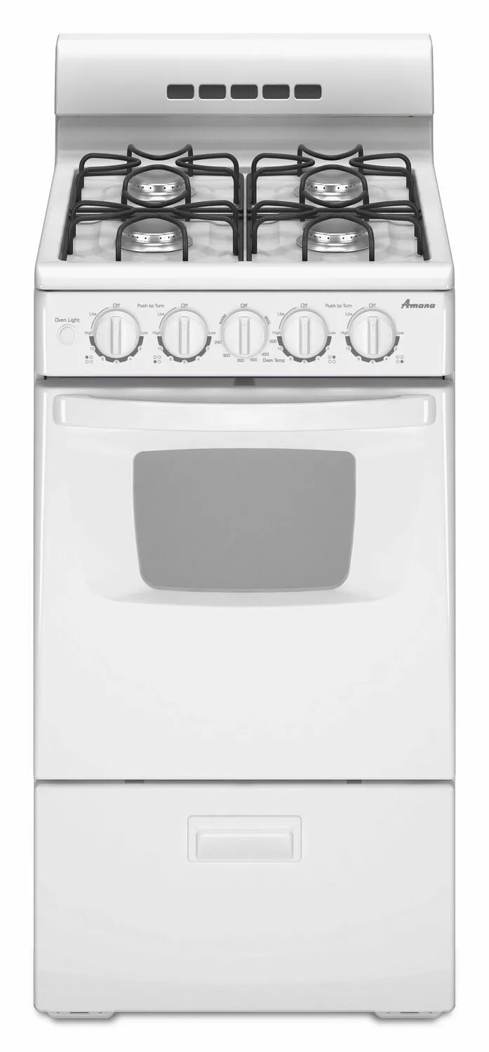 Amana AGG222VDW 20-Inch Gas Range With Compact Oven Capacity - White
