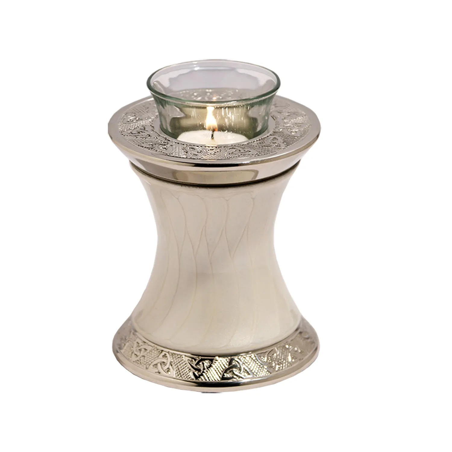 Baroque White Pearl and Gold Cremation Urn