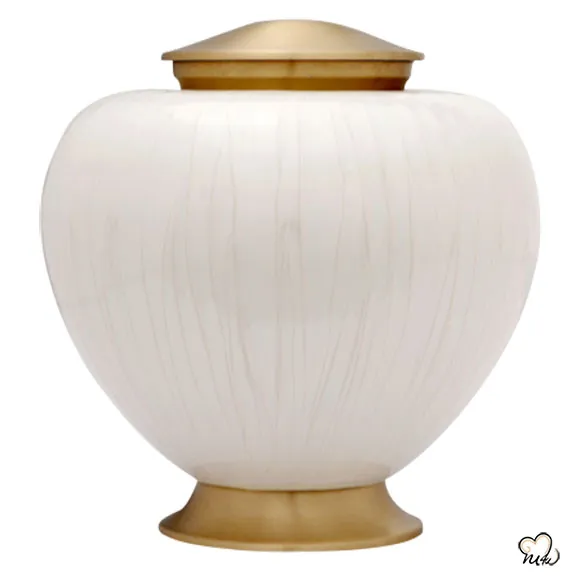 Baroque White Pearl and Gold Cremation Urn