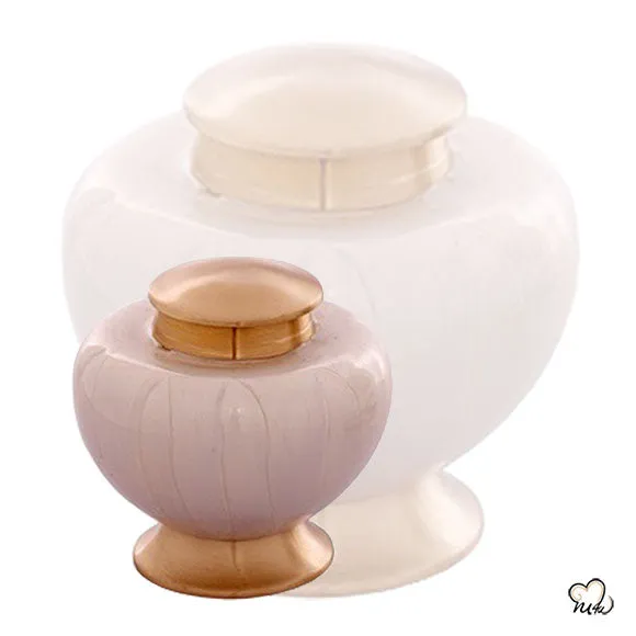 Baroque White Pearl and Gold Cremation Urn