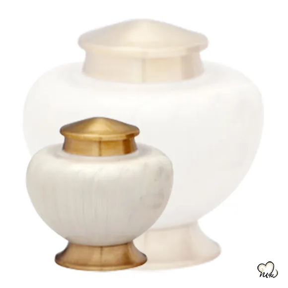 Baroque White Pearl and Gold Cremation Urn