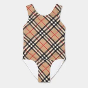 Beige Vintage Check Swimsuit