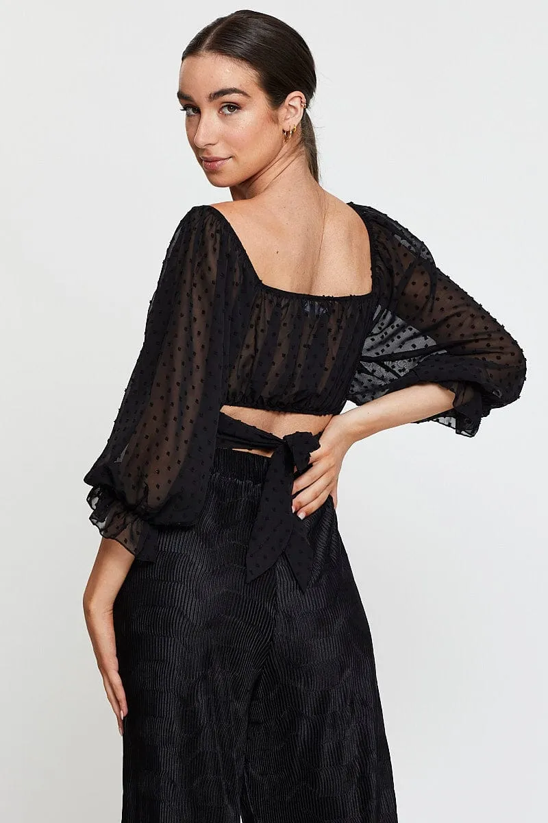 Black Crop Top Long Sleeve
