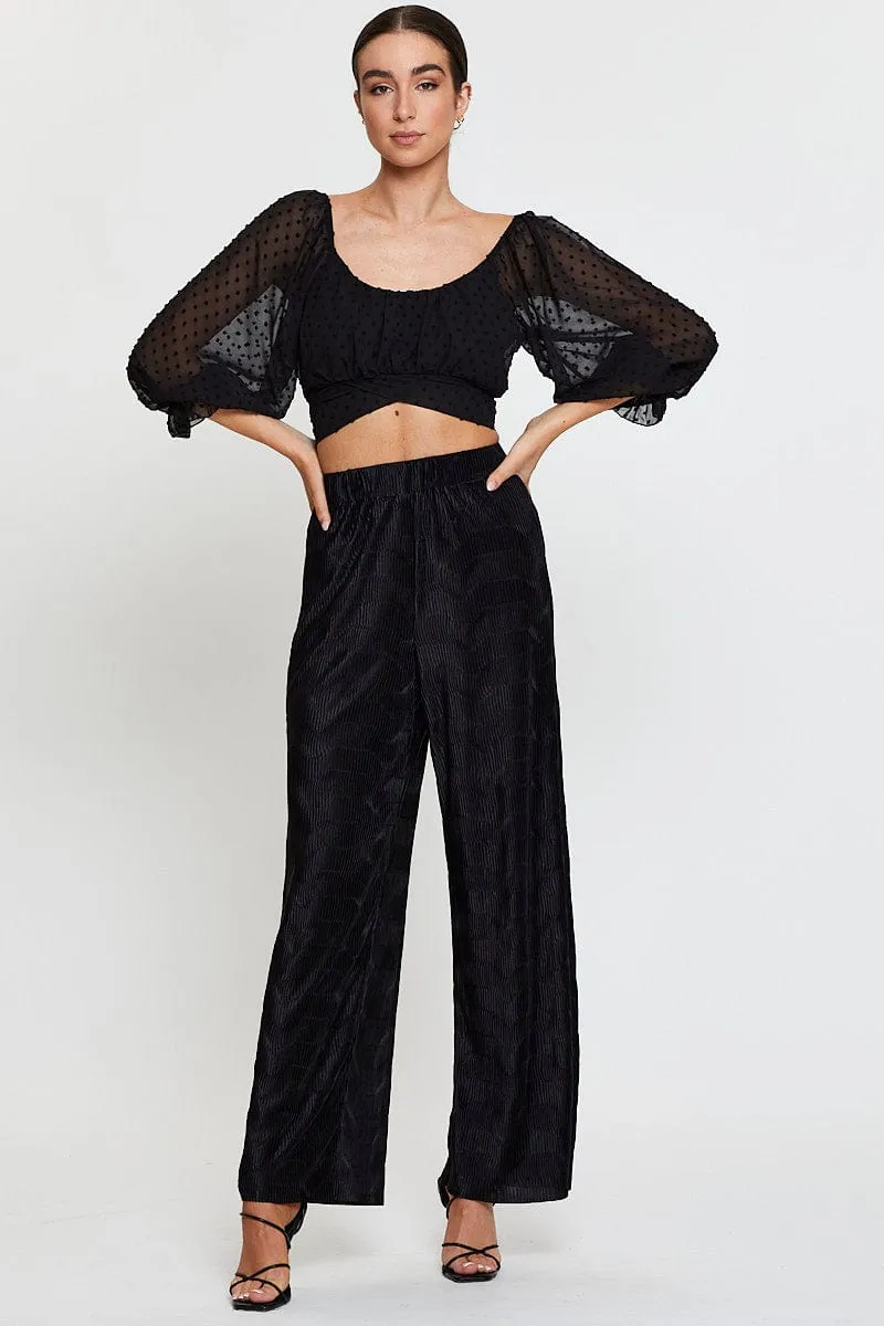 Black Crop Top Long Sleeve
