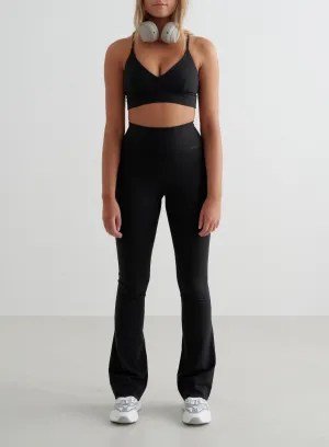 Black Sense Flare Tights & Strap Bra Set