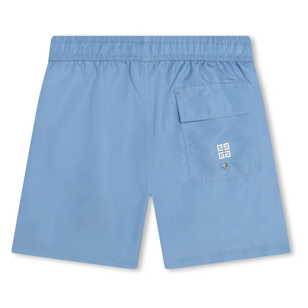 Blue Logo Print Swim Shorts