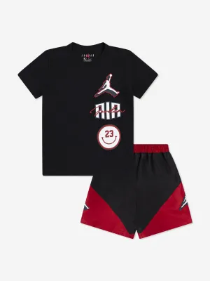 Boys Jumpman Stacked Play Short Set in Black