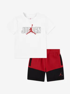 Boys Stacked Mixed Short Set in Red