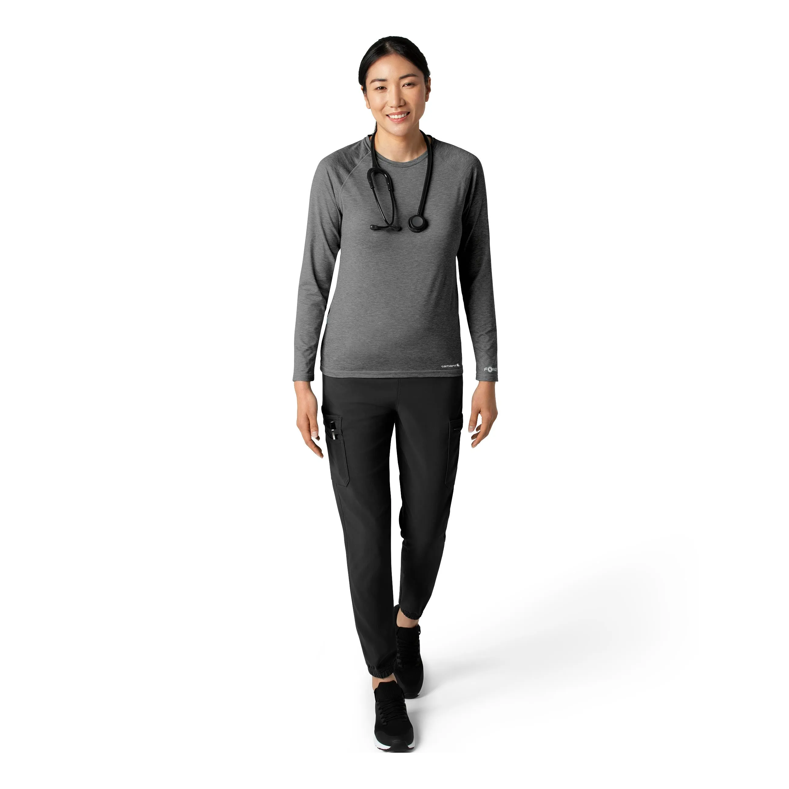 Carhartt Force Sub-Scrubs Women's Performance Long Sleeve Tee - Pewter Heather