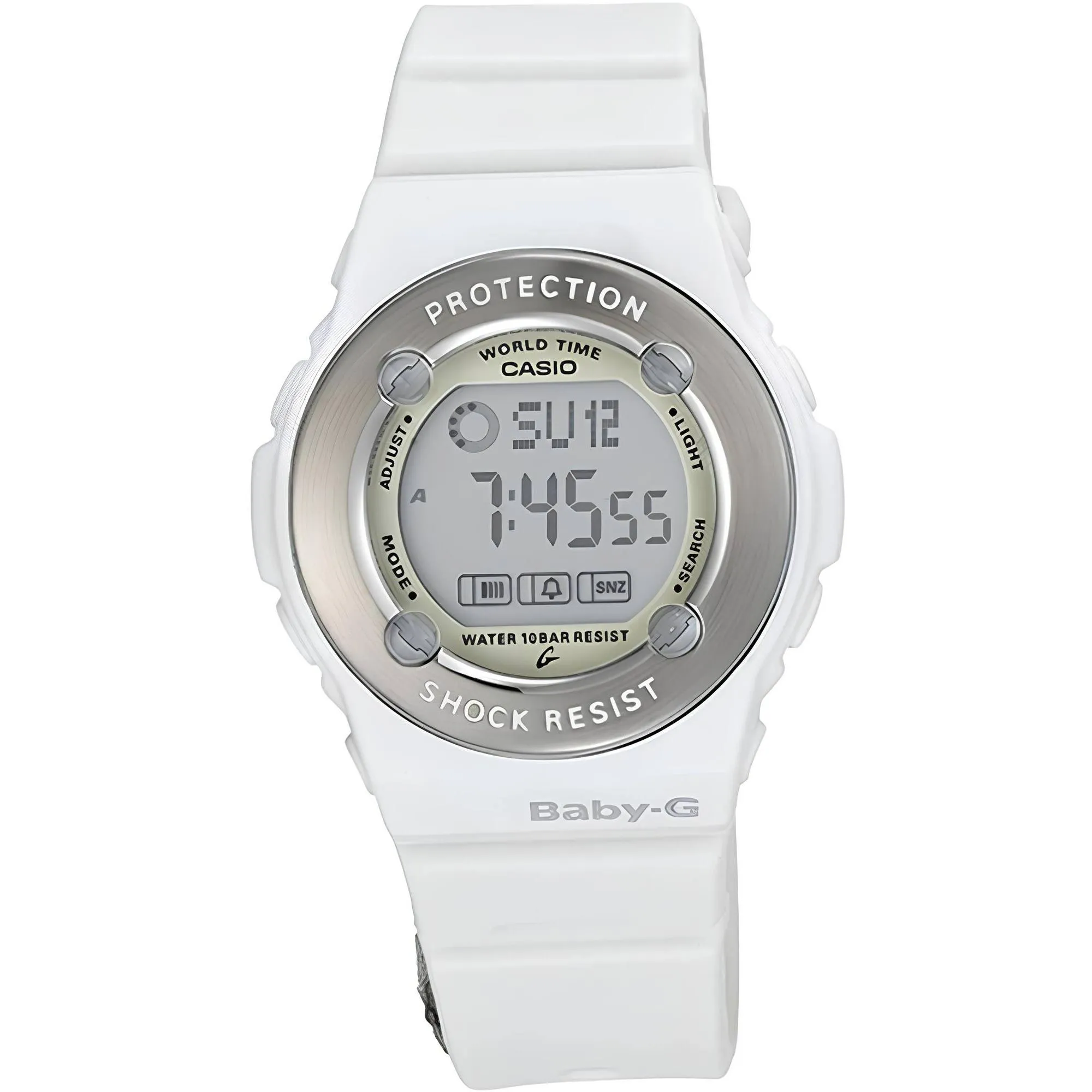 Casio Women's Watch - Baby-G Grey Digi Dial White Resin Strap World Time | BG1300-7