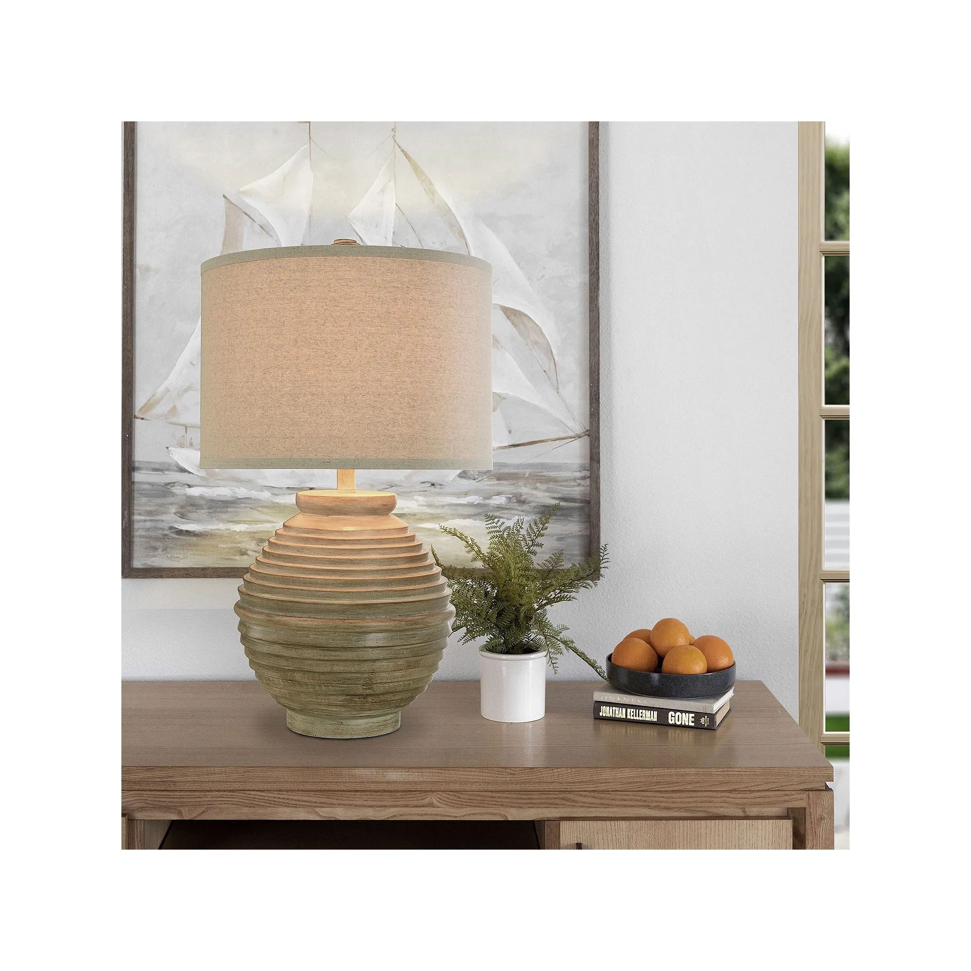 Collective Design By Stylecraft Round Stacked Wood Table Lamp TL211519JCDS - MEDIUM WOOD TONE ONE SIZE