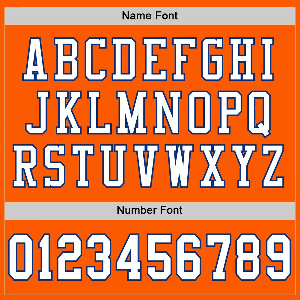 Custom Orange White-Royal Mesh Authentic Throwback Football Jersey