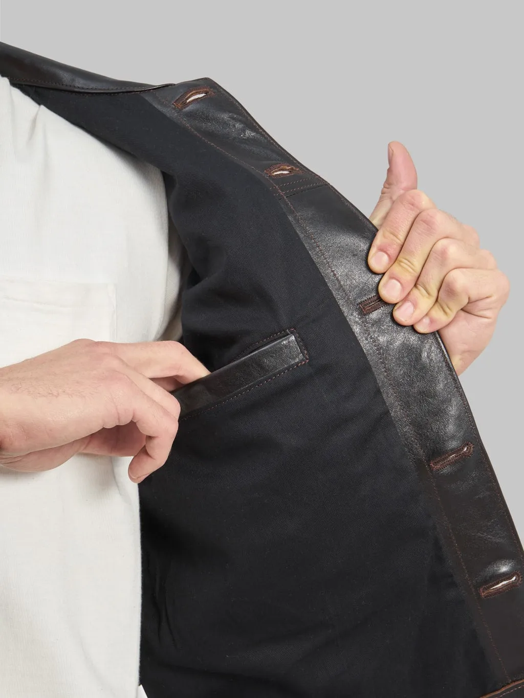 Double Helix Western Pioneer Black Tea Core Horsehide Jacket