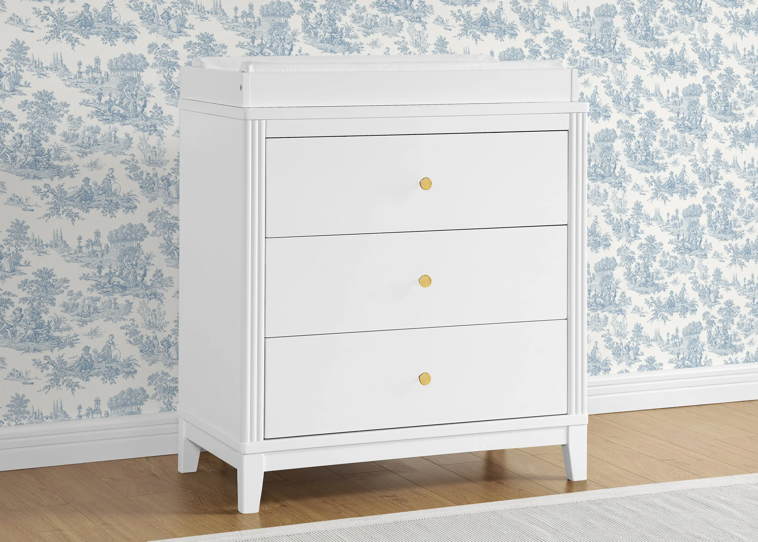 Eloise 3 Drawer Dresser with Changing Top and Interlocking Drawers