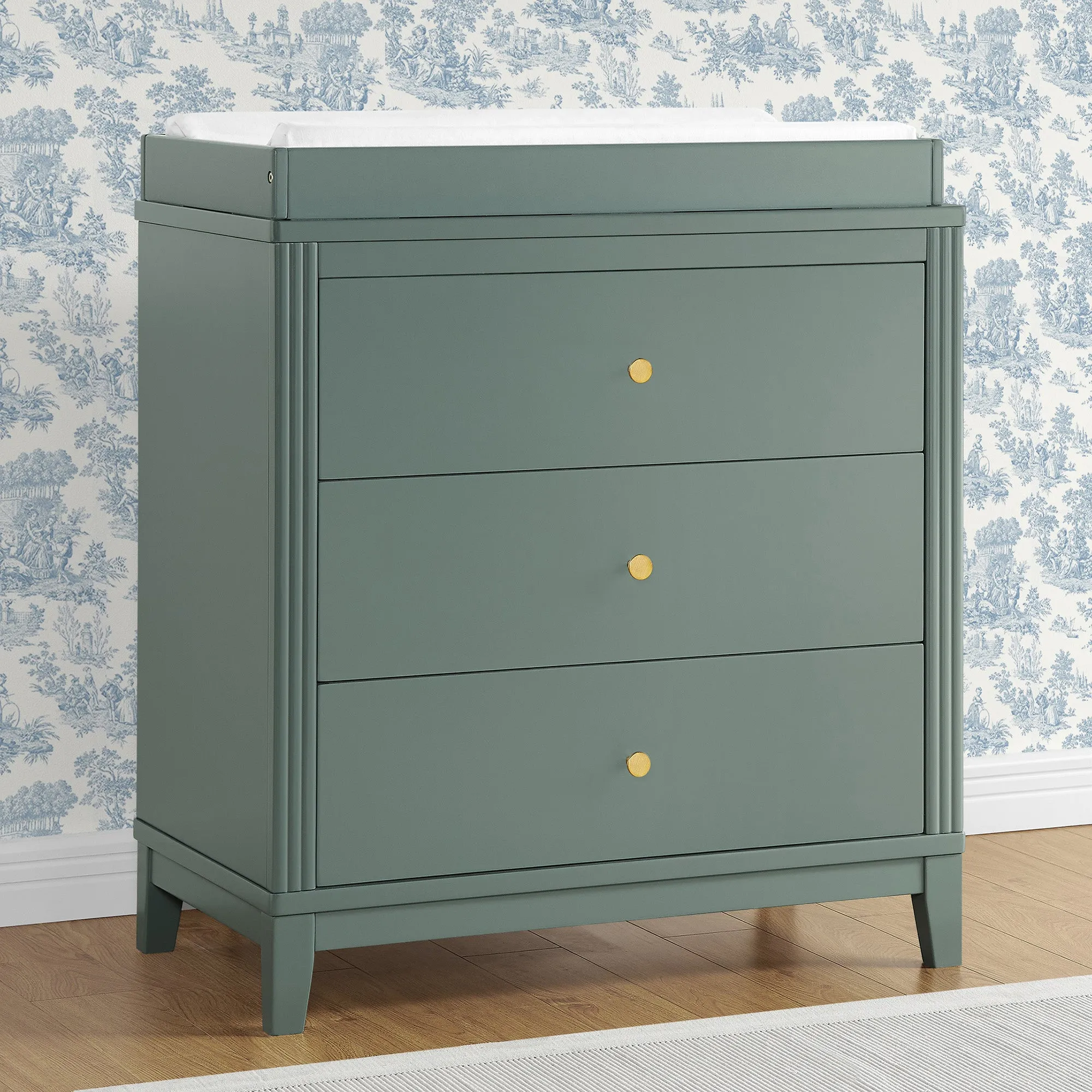 Eloise 3 Drawer Dresser with Changing Top and Interlocking Drawers