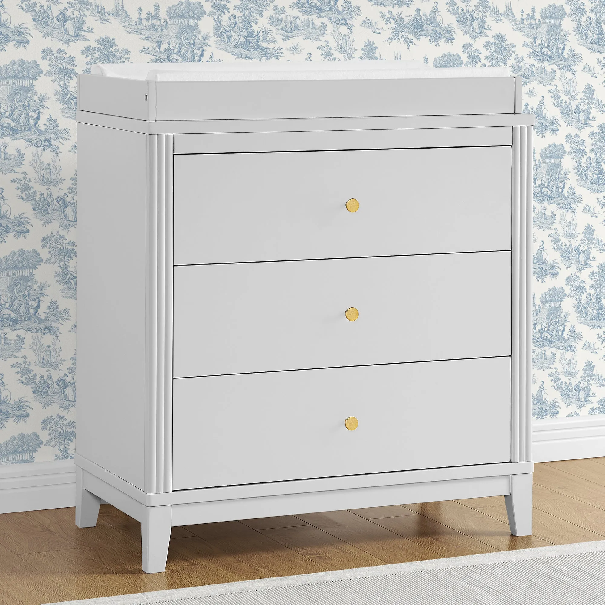 Eloise 3 Drawer Dresser with Changing Top and Interlocking Drawers