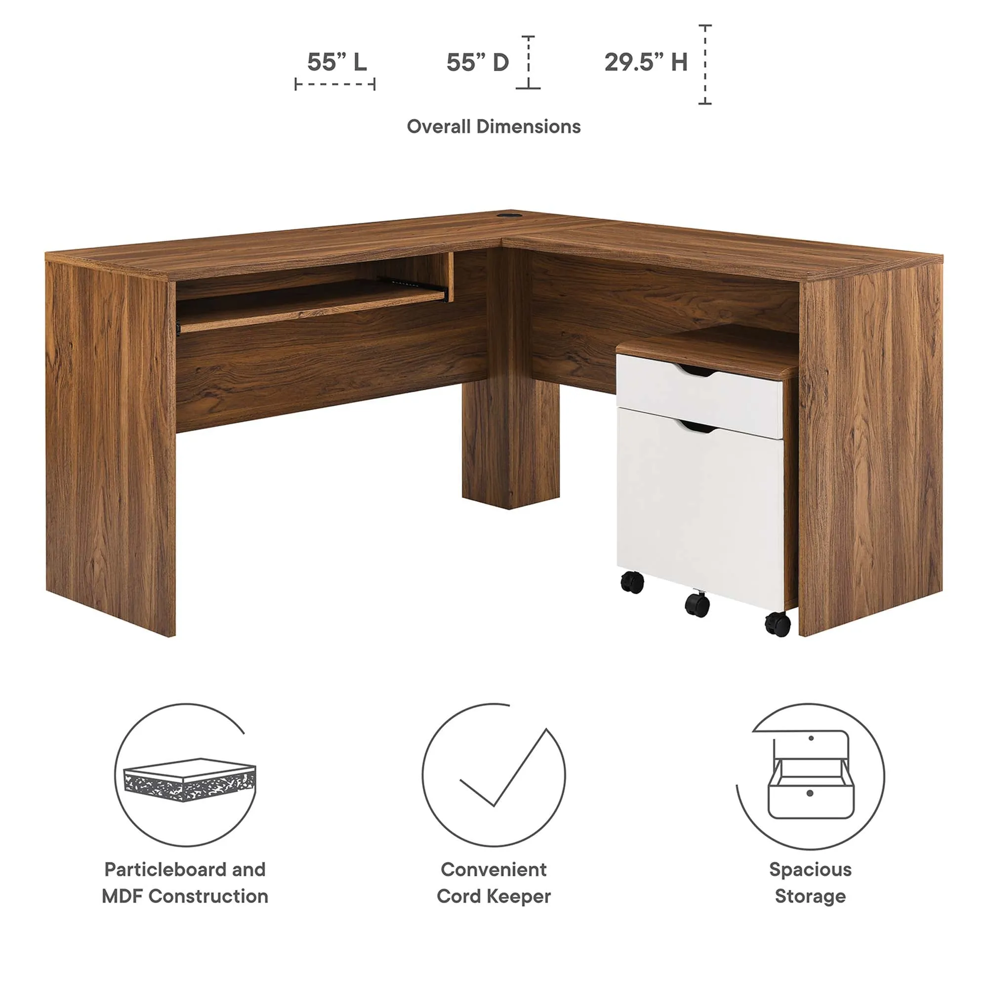 Envision Wood Desk and File Cabinet Set by Modway
