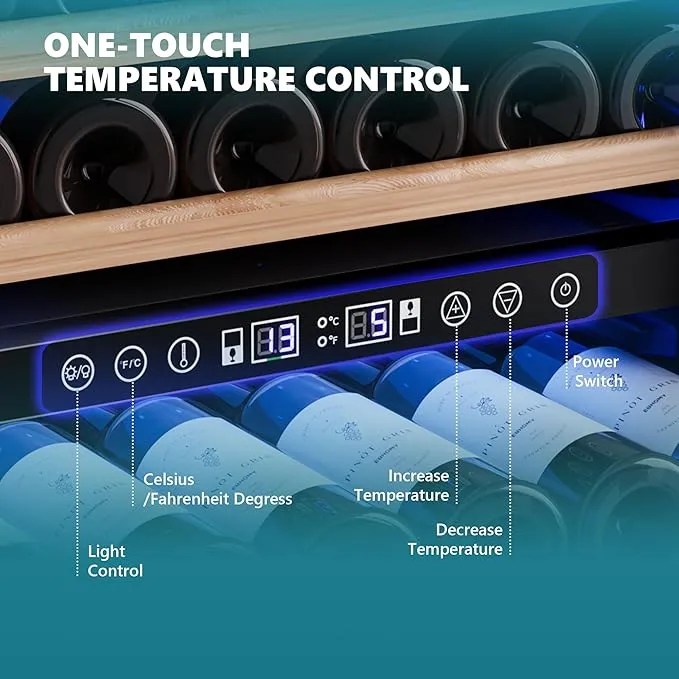EUHOMY 24 Inch Wine Fridge Dual Zone, 154 Bottle Wine Cooler Refrigerator with Glass Door, Powerful Compressor Cooling