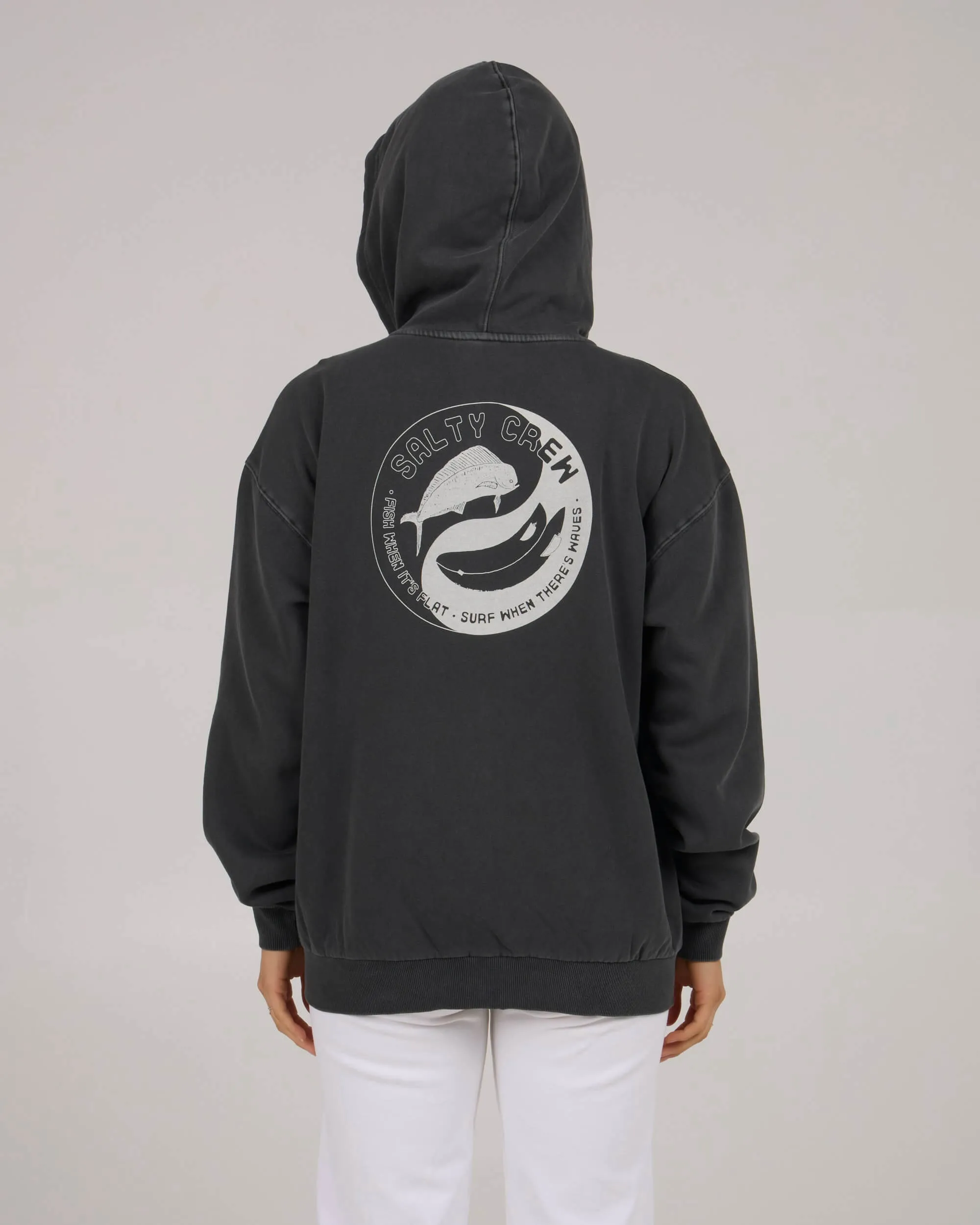 Fishin Yang Zip Hoody - Faded Black