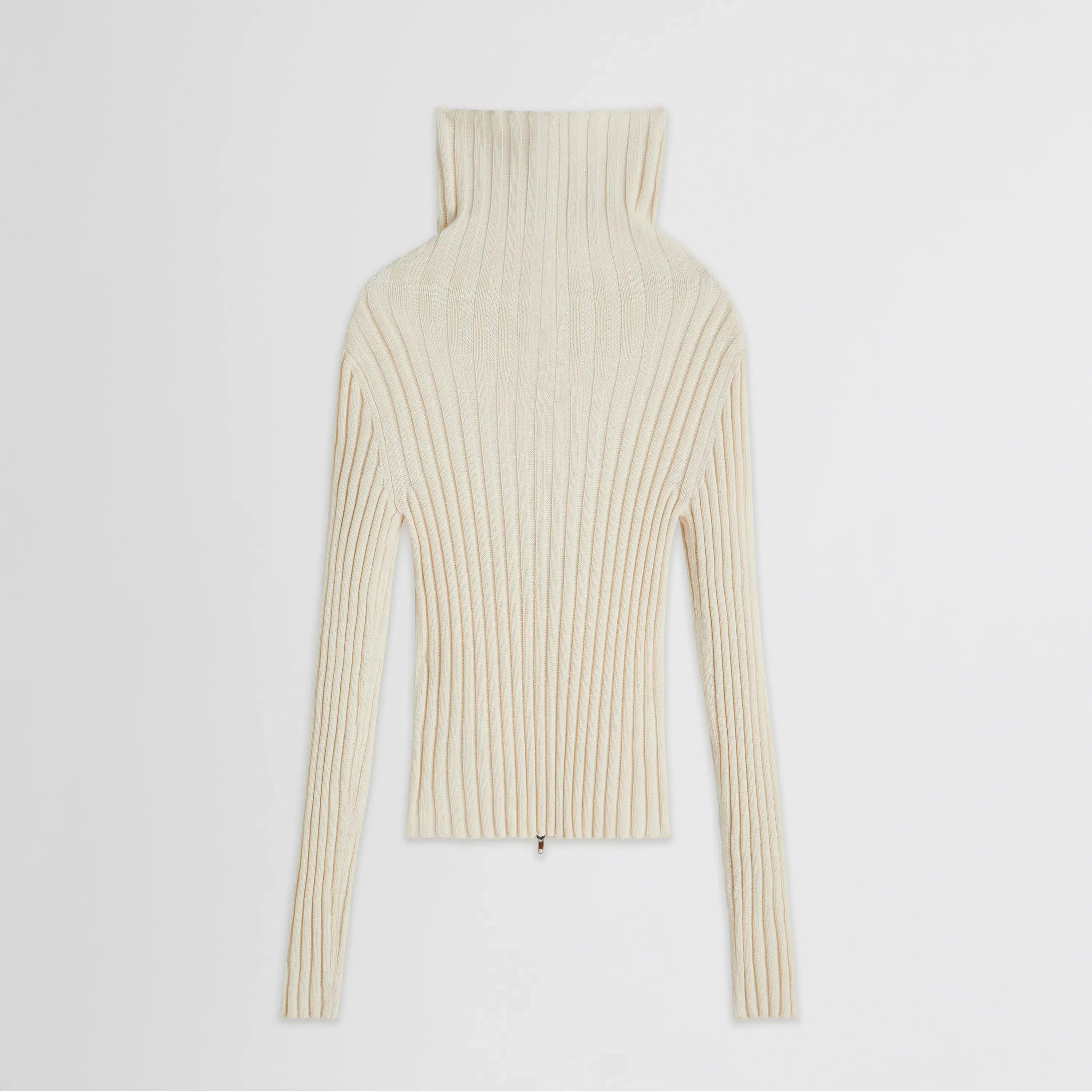 FUNNEL NECK CARDIGAN | cream viscose