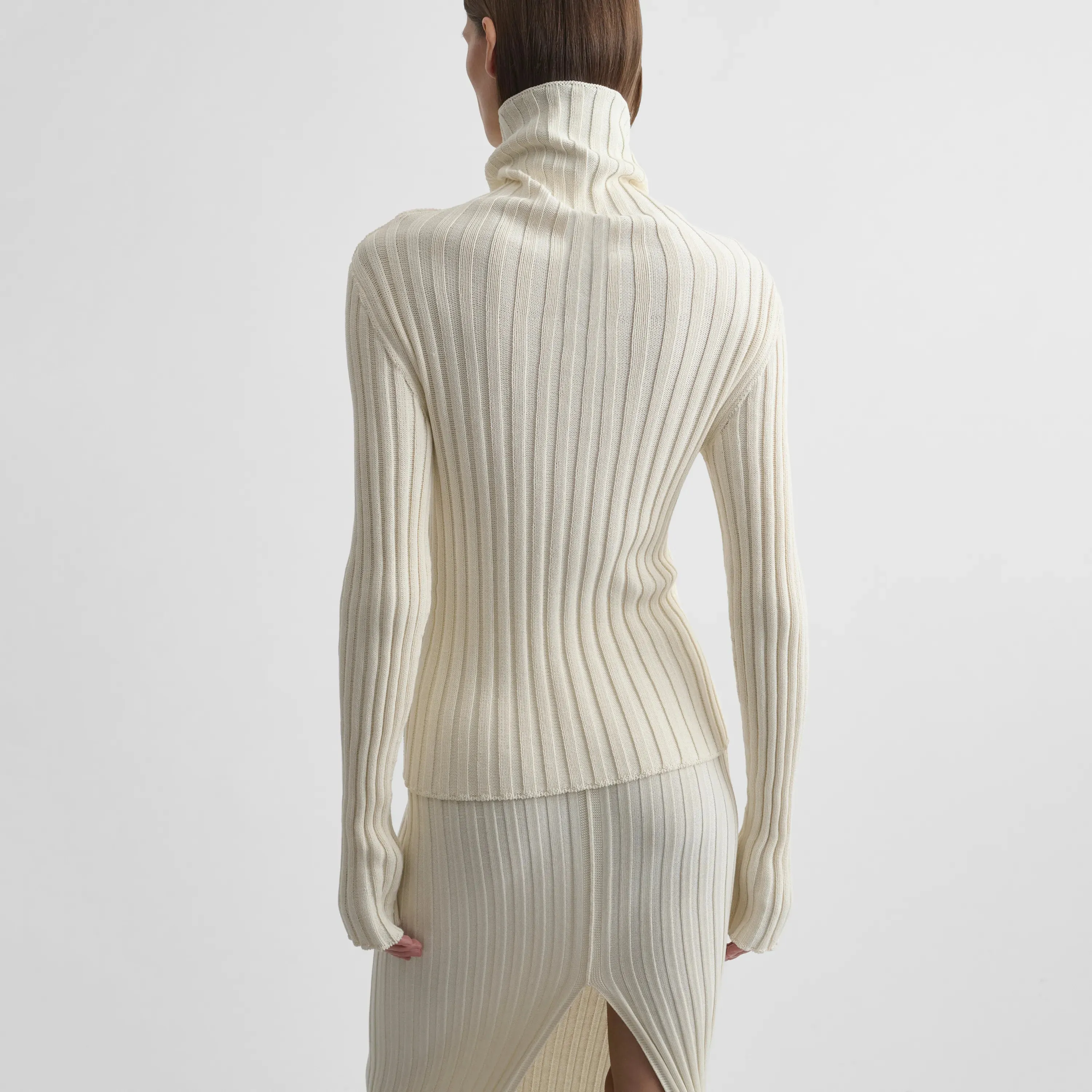 FUNNEL NECK CARDIGAN | cream viscose
