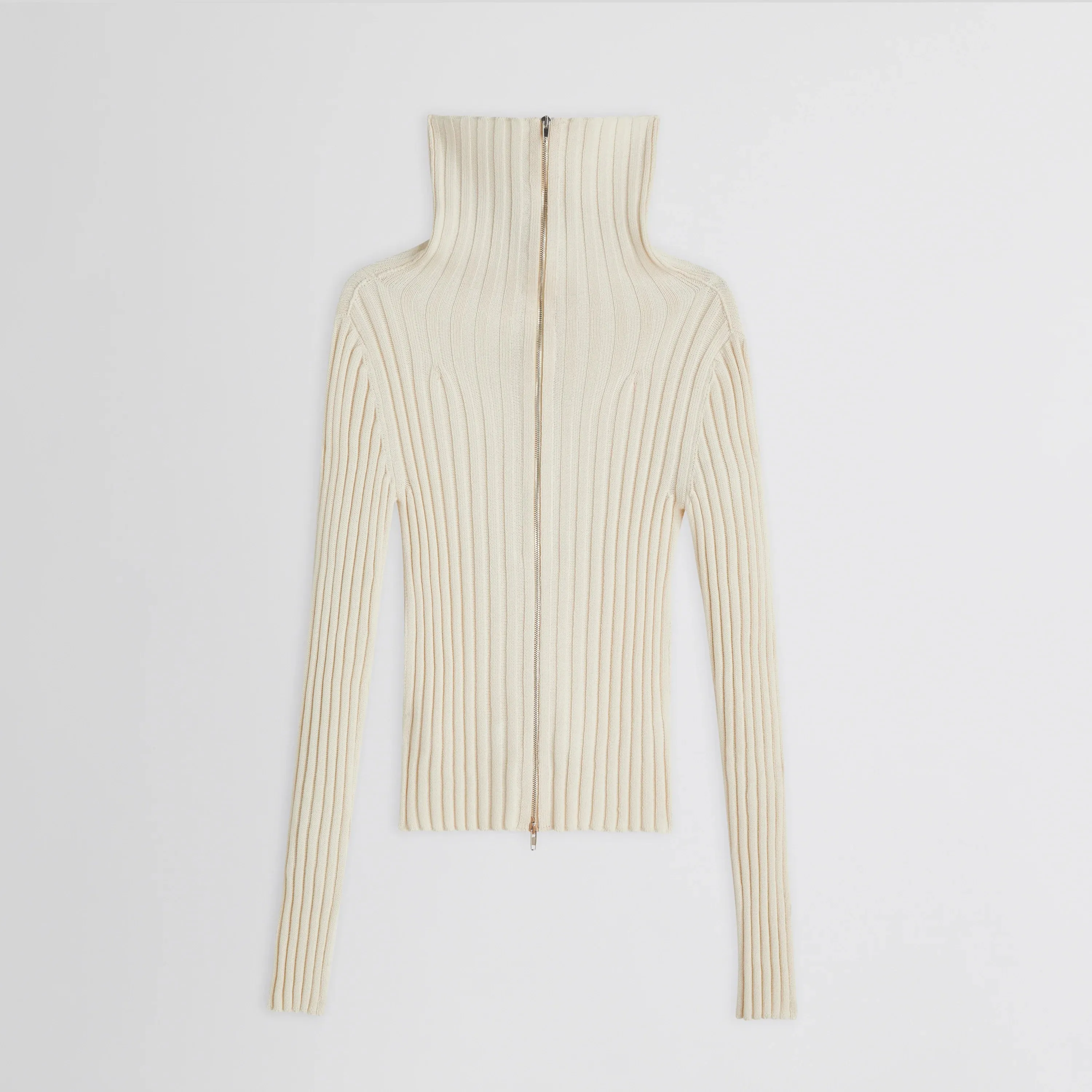 FUNNEL NECK CARDIGAN | cream viscose