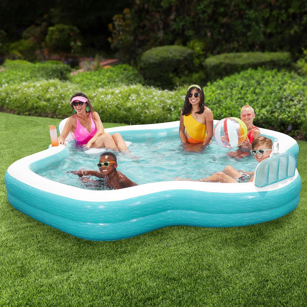 Funsicle Shimmer Party Pool - 10ft Inflatable Lounge, Teal & White