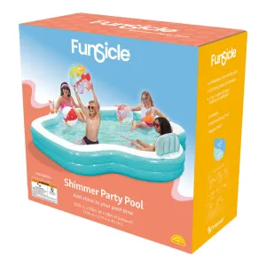 Funsicle Shimmer Party Pool - 10ft Inflatable Lounge, Teal & White
