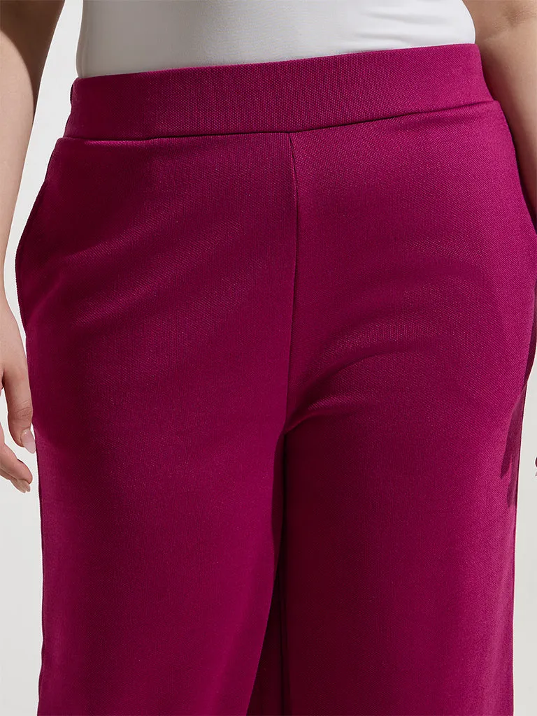 Gia Fuchsia Solid High-Rise Trousers