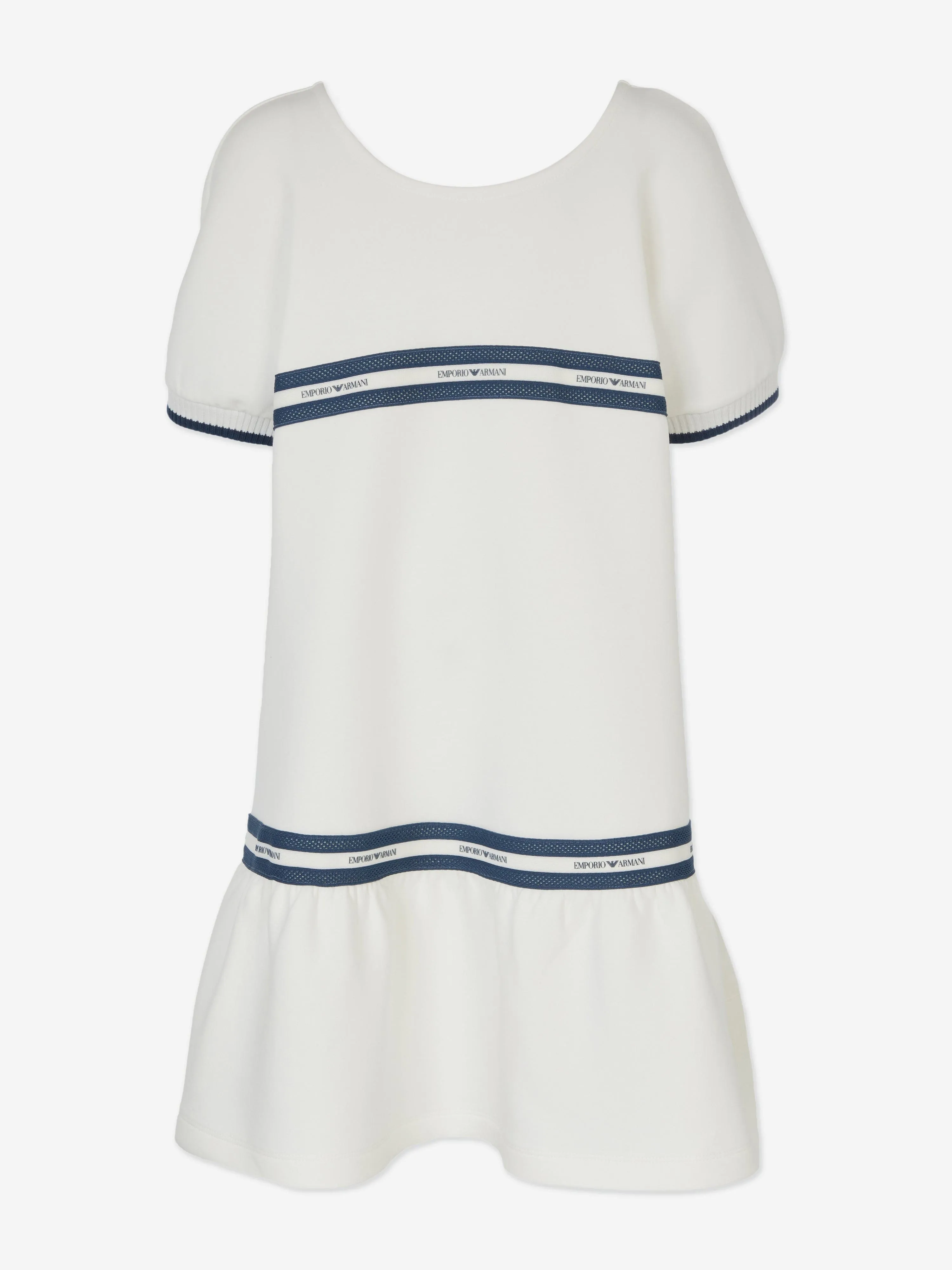 Girls Logo Tape Dress in White