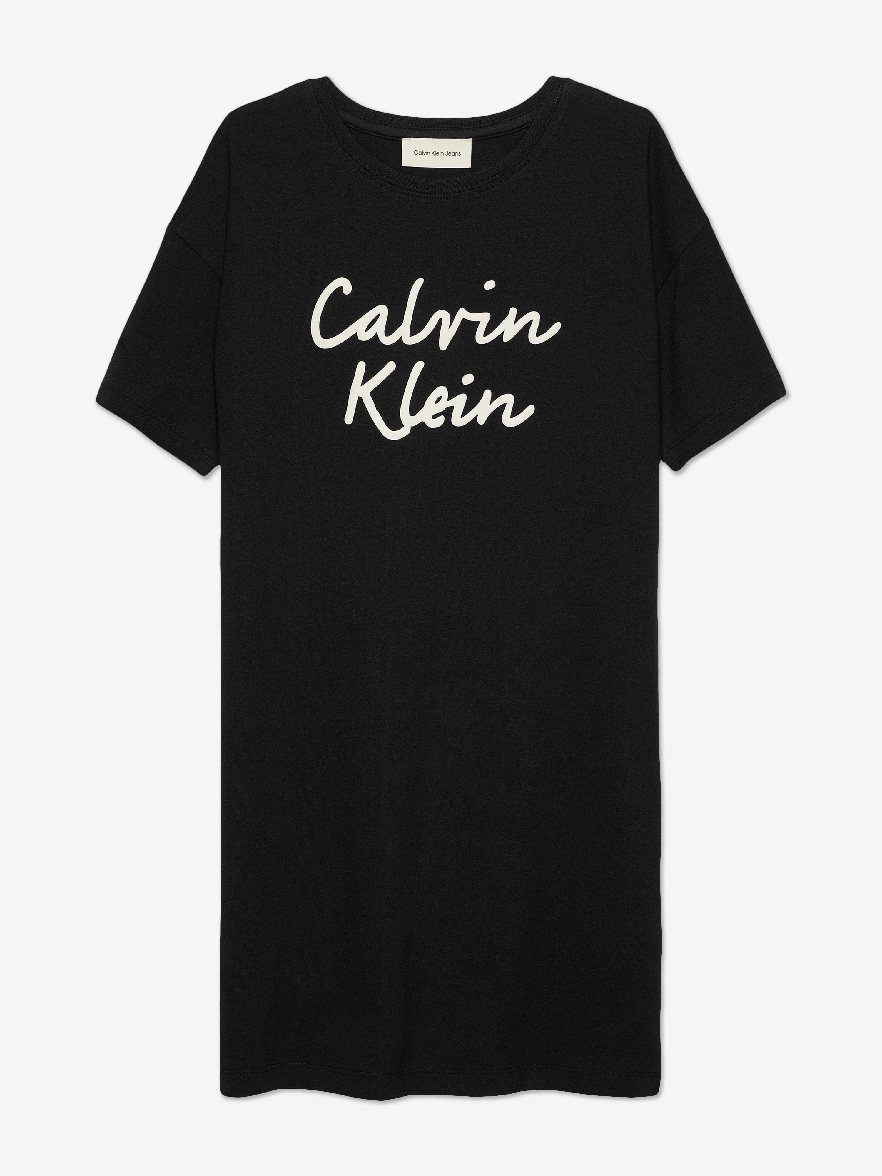 Girls Script Logo T-Shirt Dress in Black