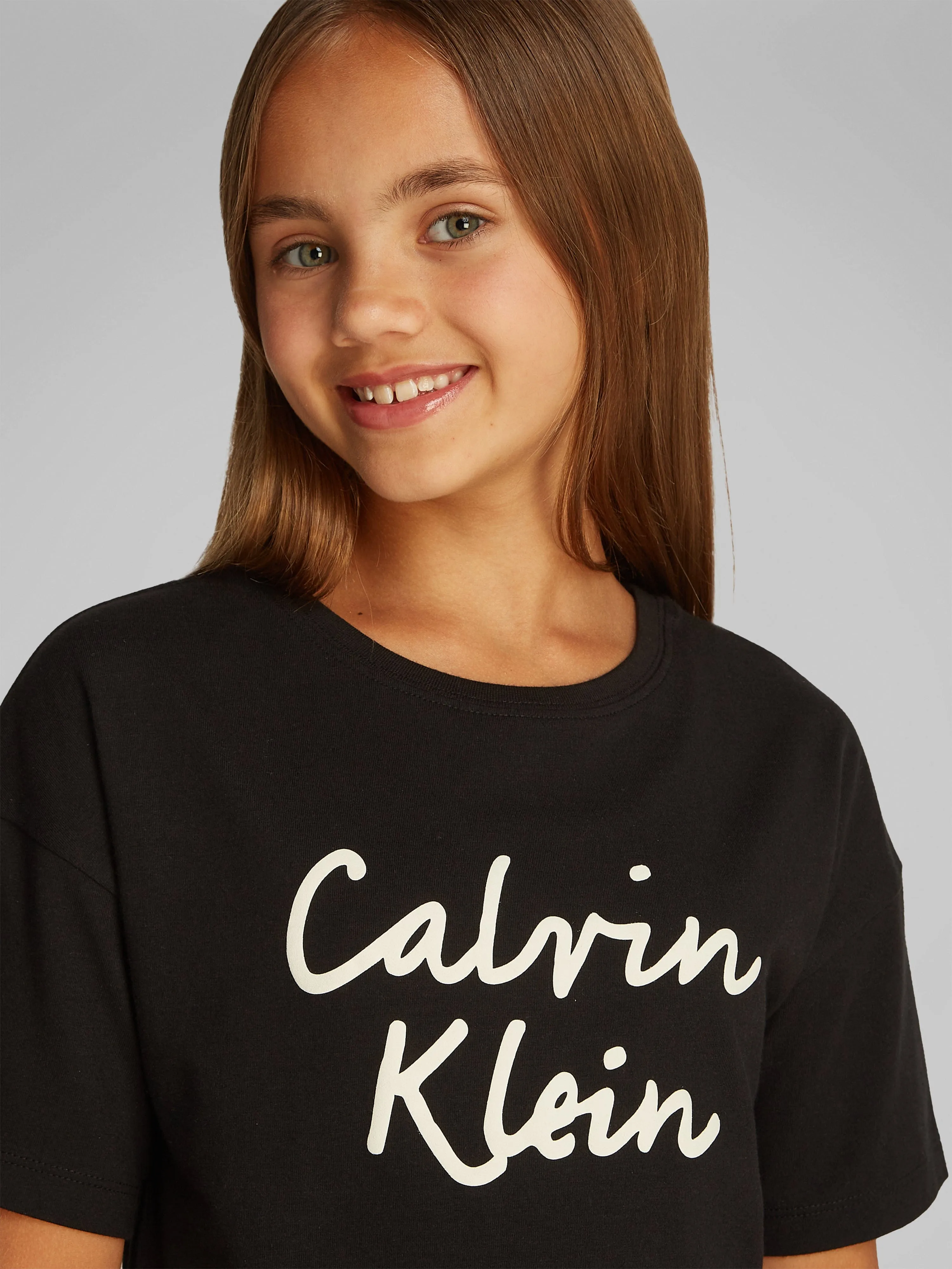 Girls Script Logo T-Shirt Dress in Black