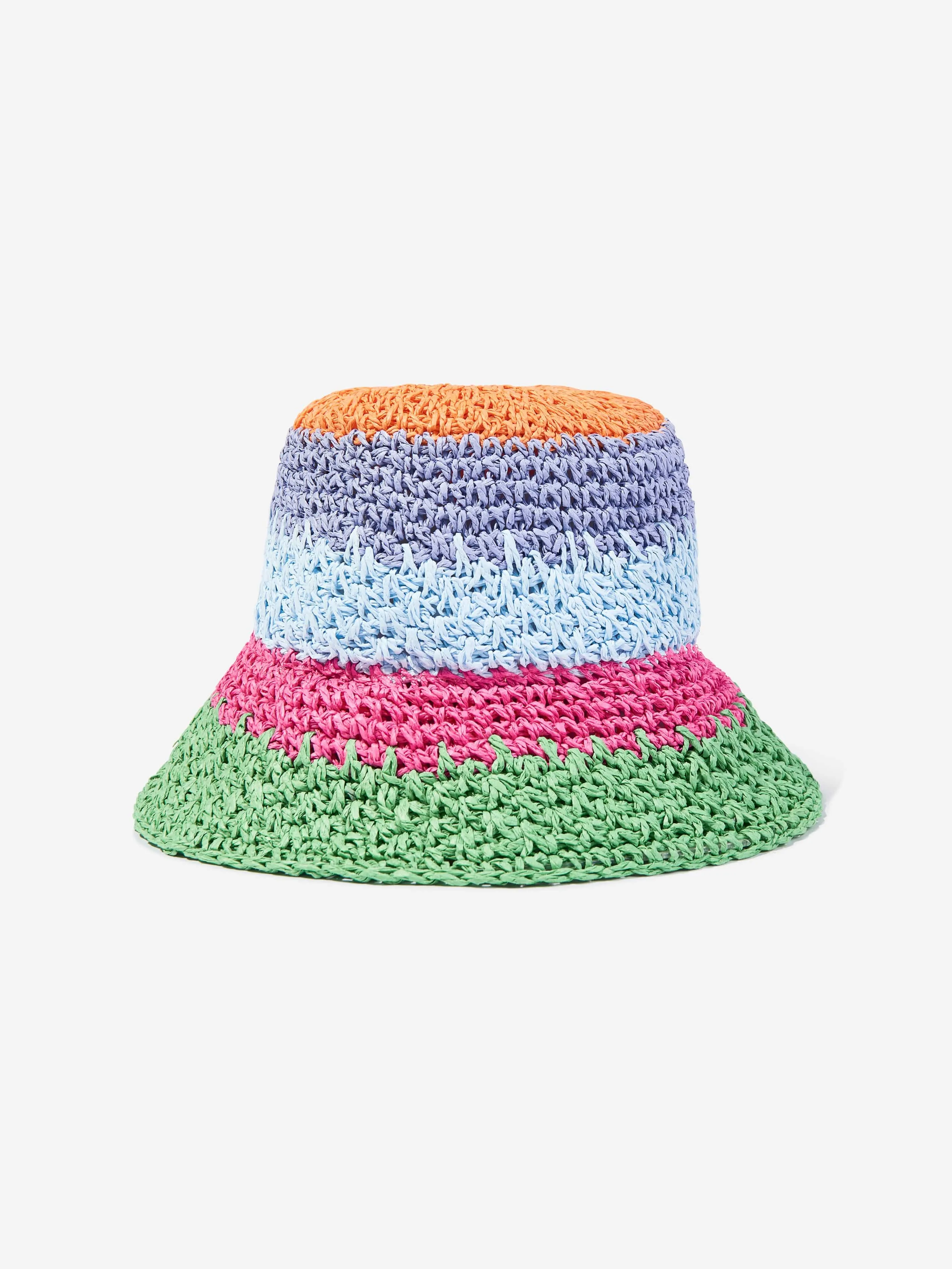 Girls Striped Magic Fade Straw Hat in Multicolour