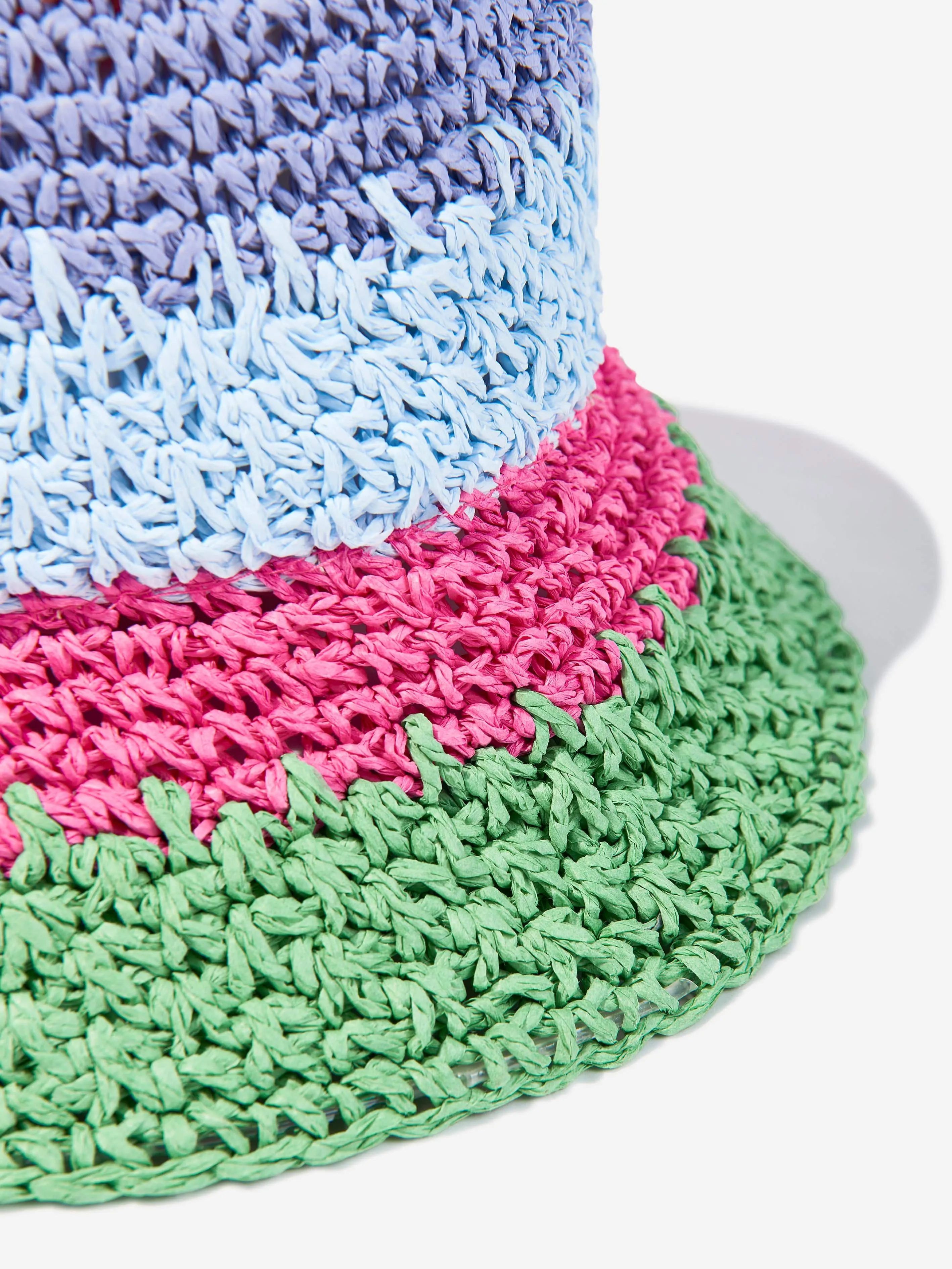 Girls Striped Magic Fade Straw Hat in Multicolour