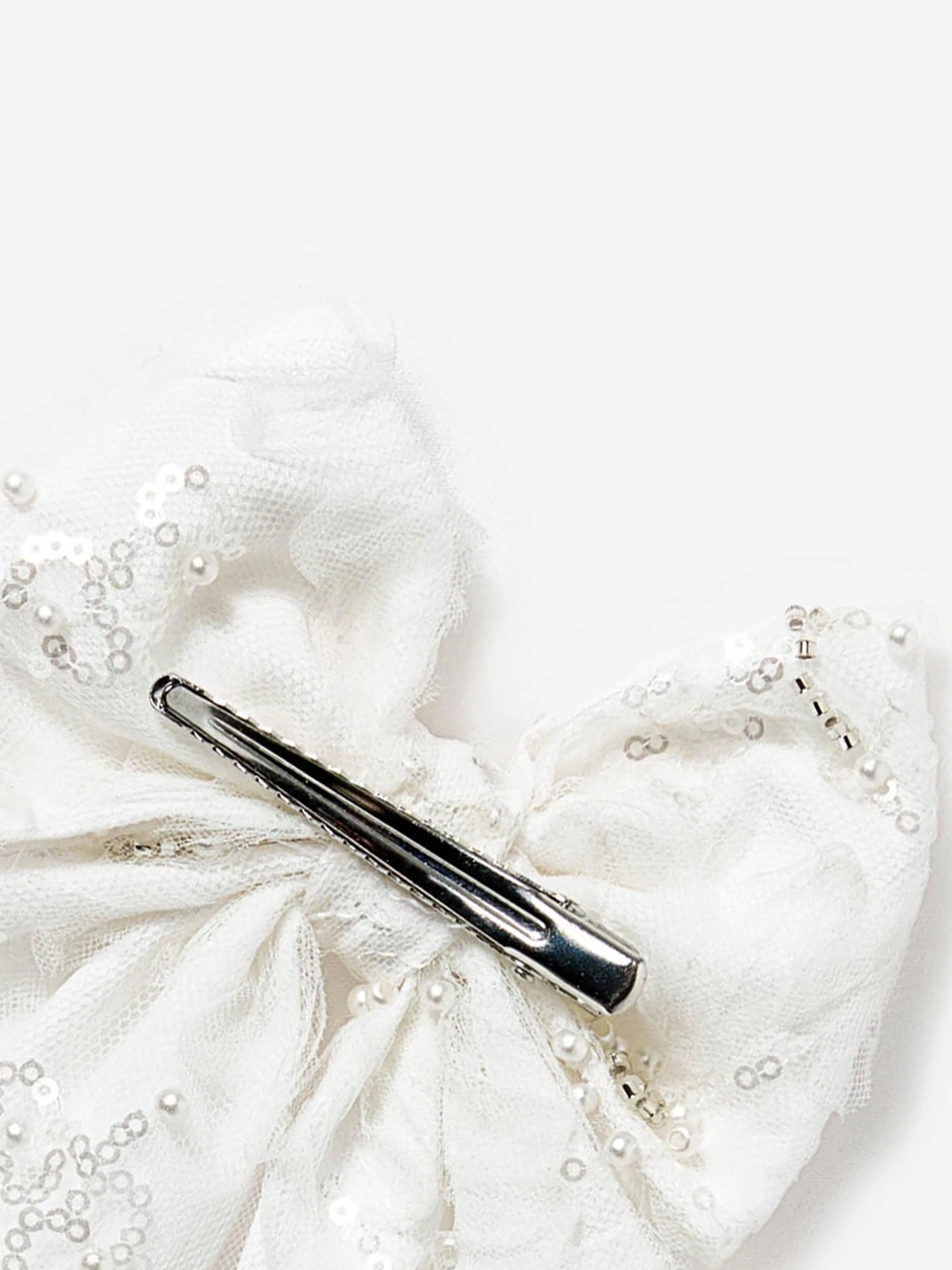 Girls Tulle Bow Hairclip in White