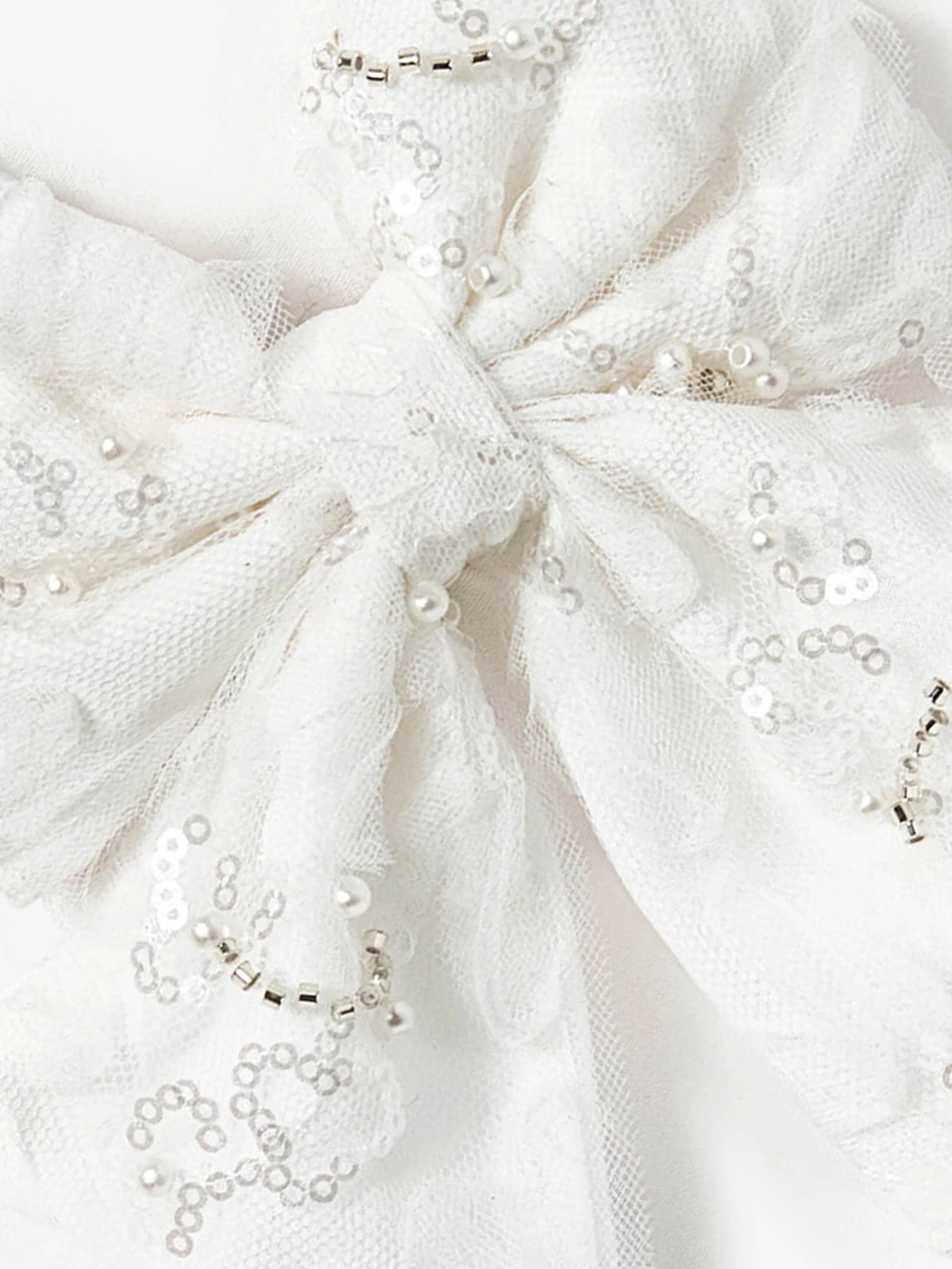Girls Tulle Bow Hairclip in White