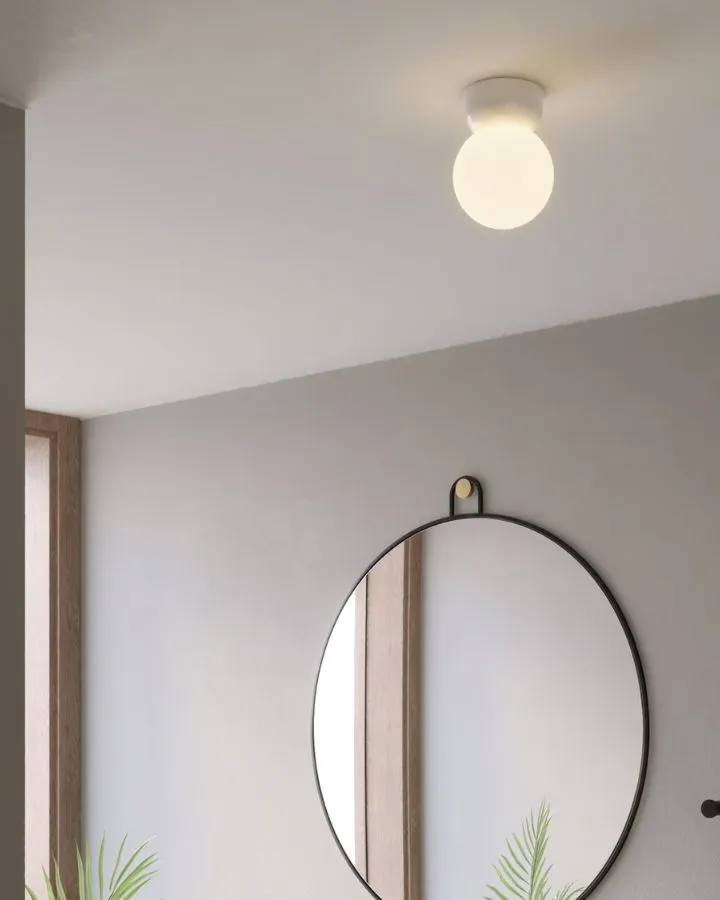 Glossy White Orb Ceiling Light