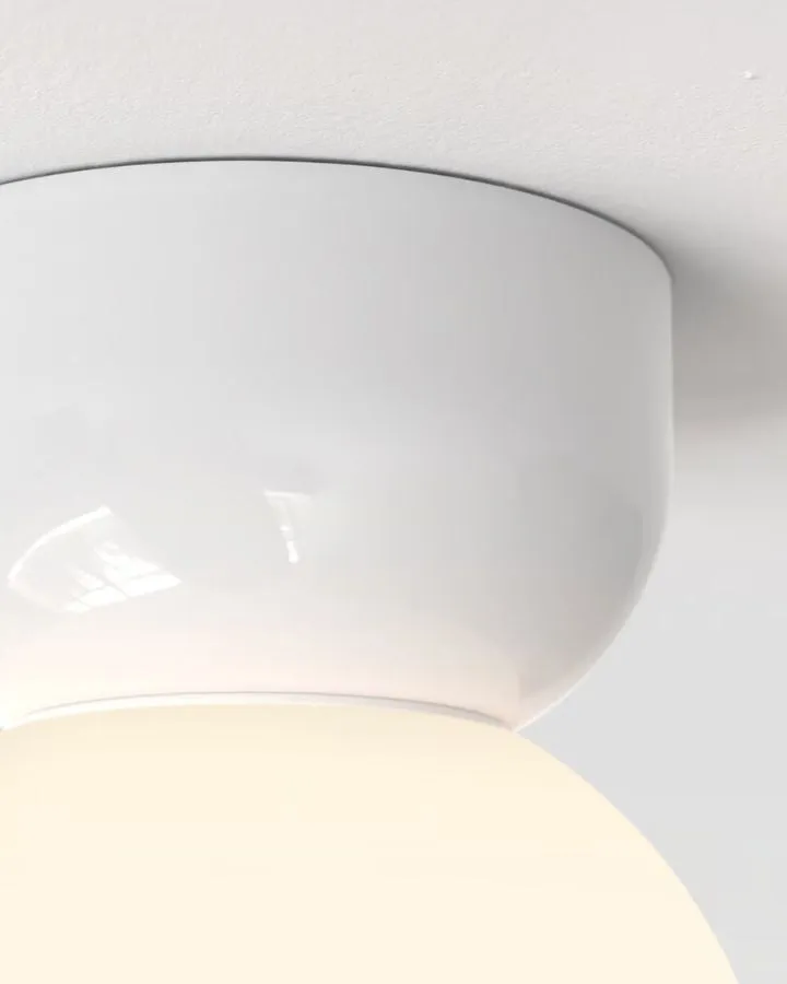 Glossy White Orb Ceiling Light