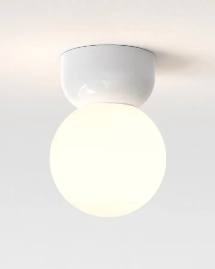 Glossy White Orb Ceiling Light