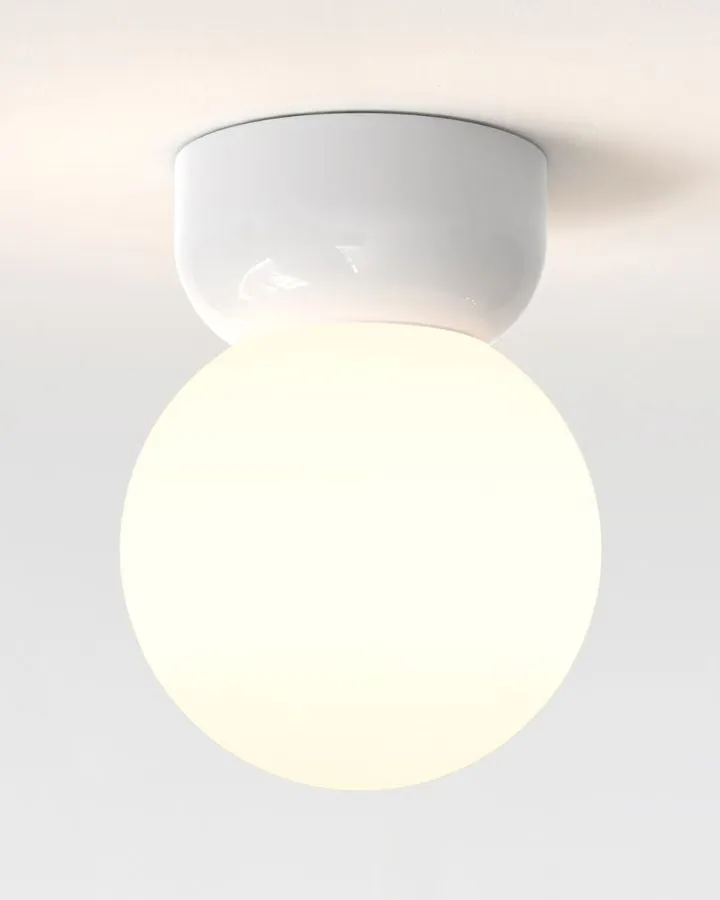 Glossy White Orb Ceiling Light