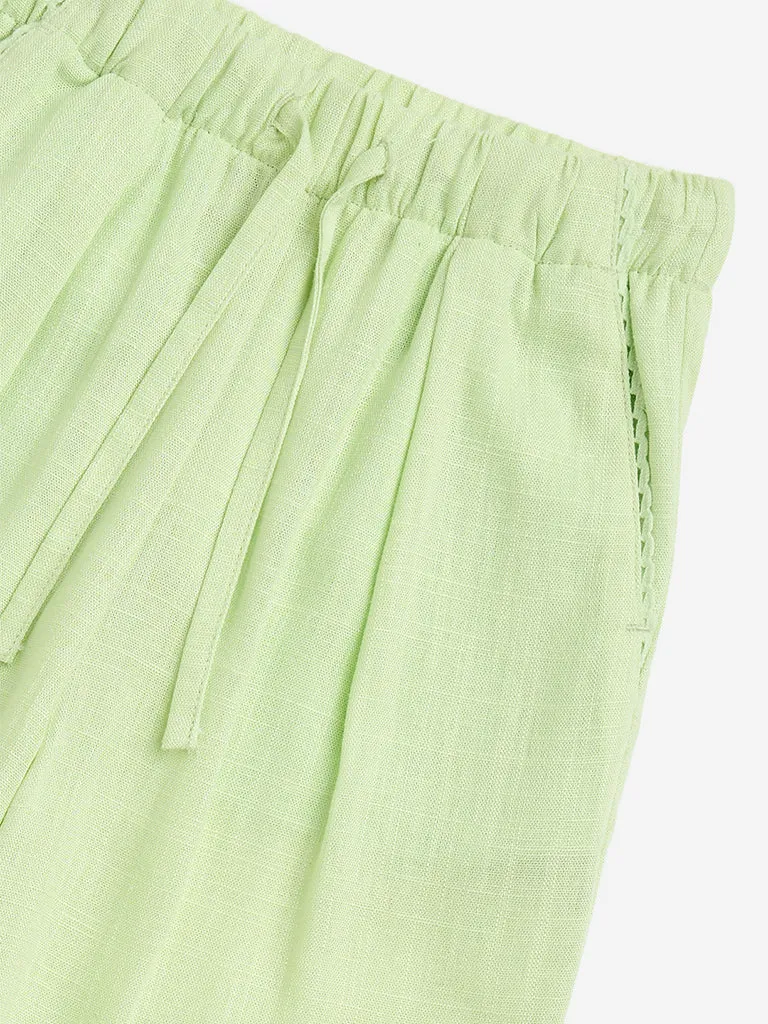HOP Kids Lime Solid High-Rise Trousers