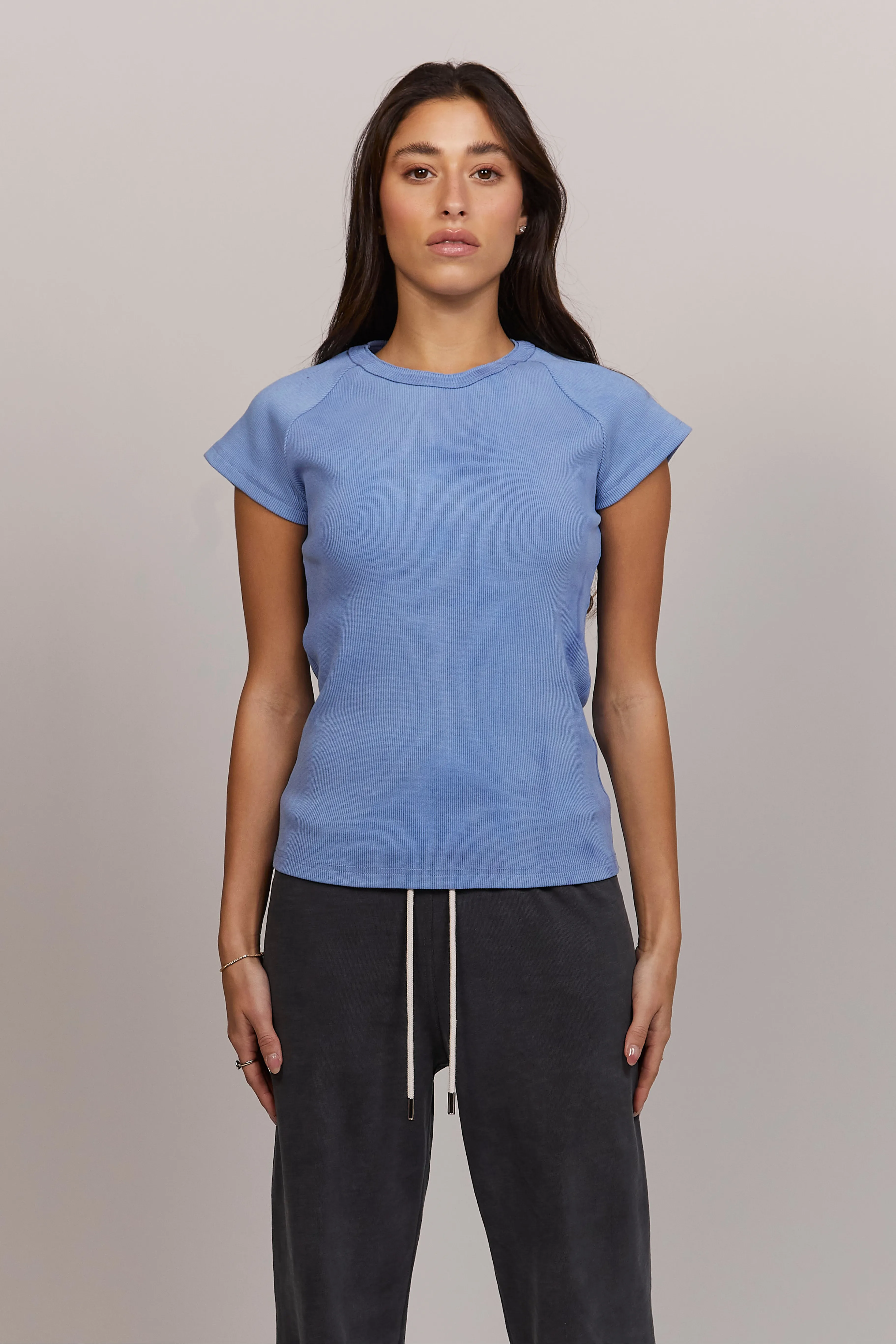 Icy Blue Wash Rib Tee