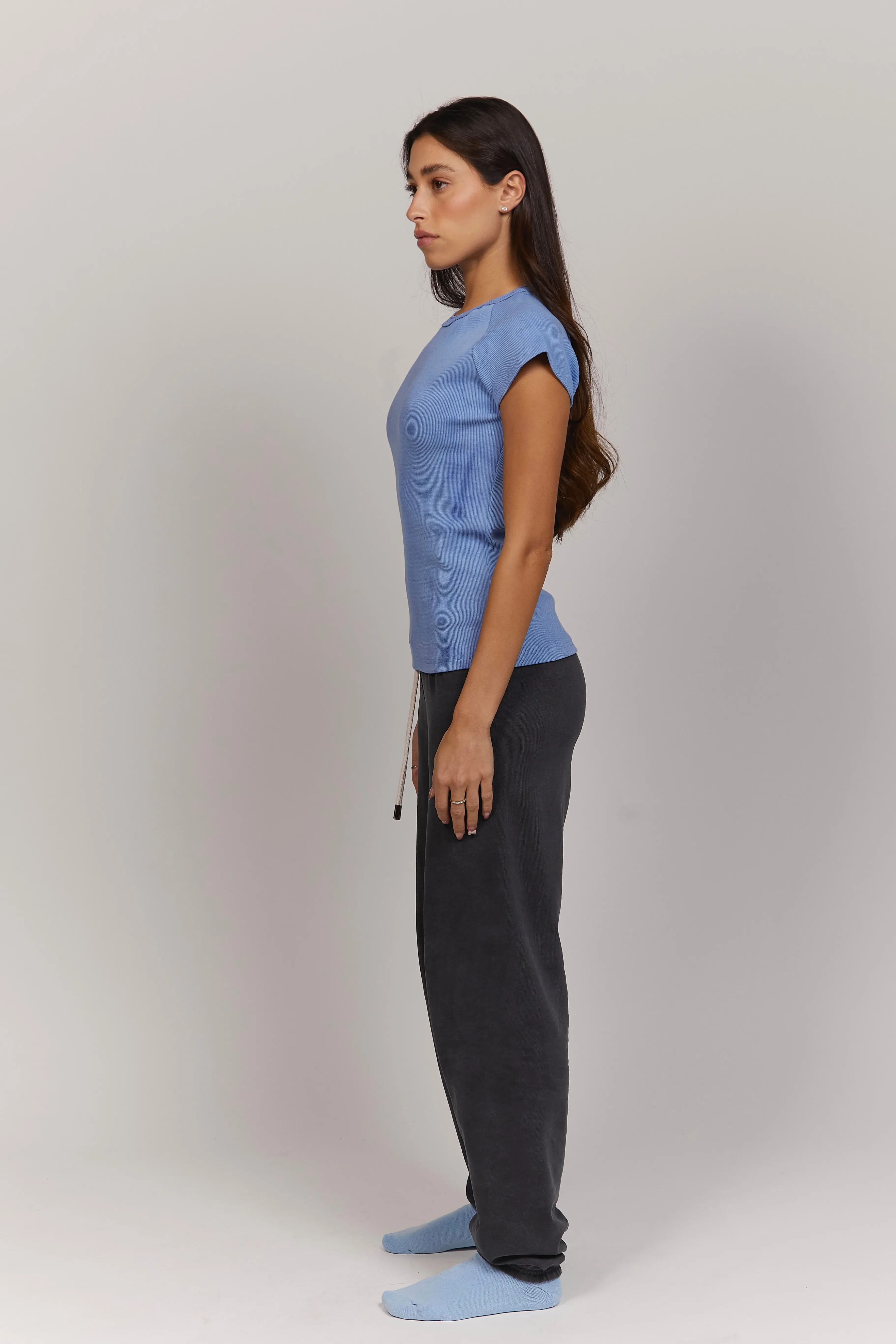 Icy Blue Wash Rib Tee