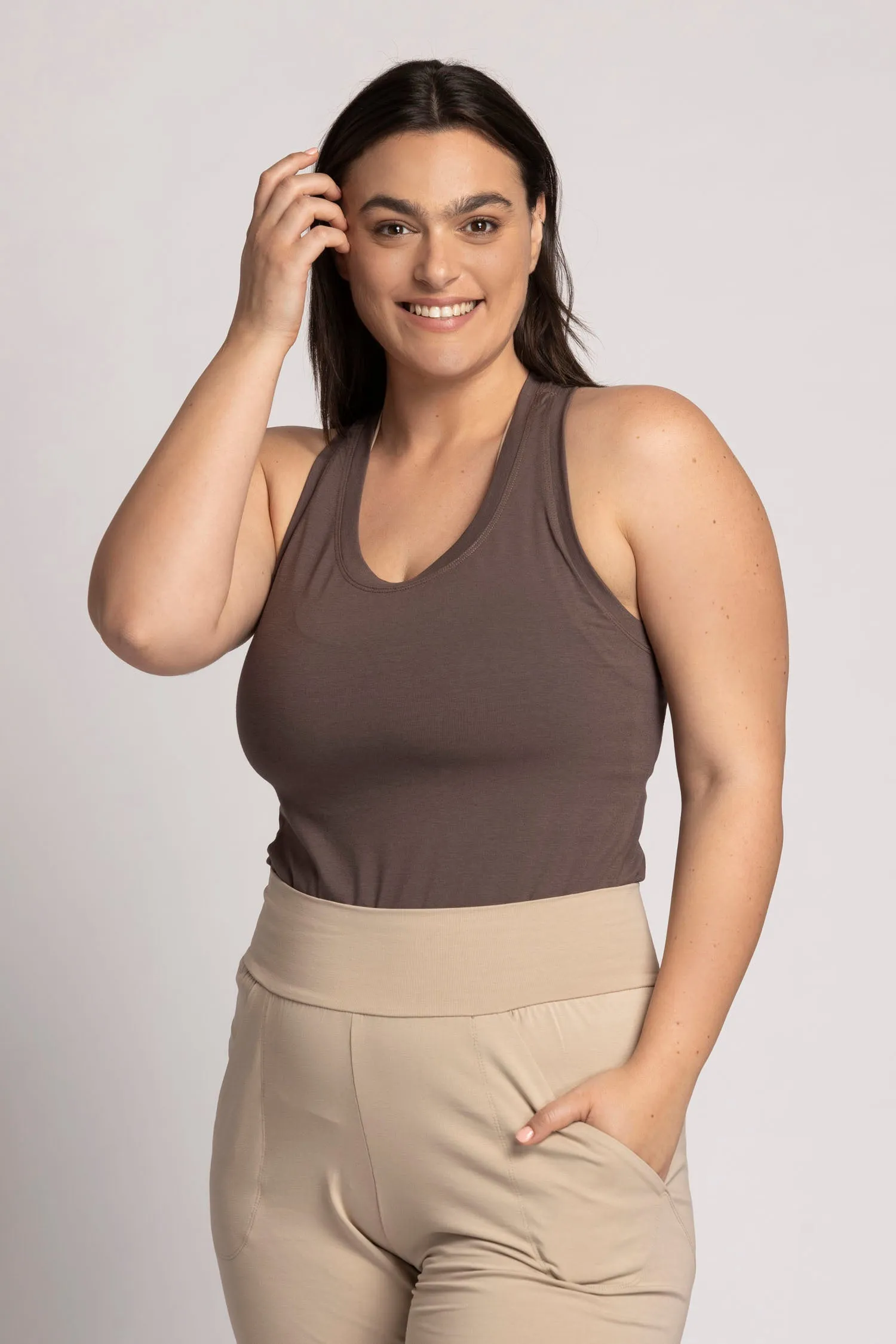 I'mPerfect Soft Modal Racer Tank Top 25%off