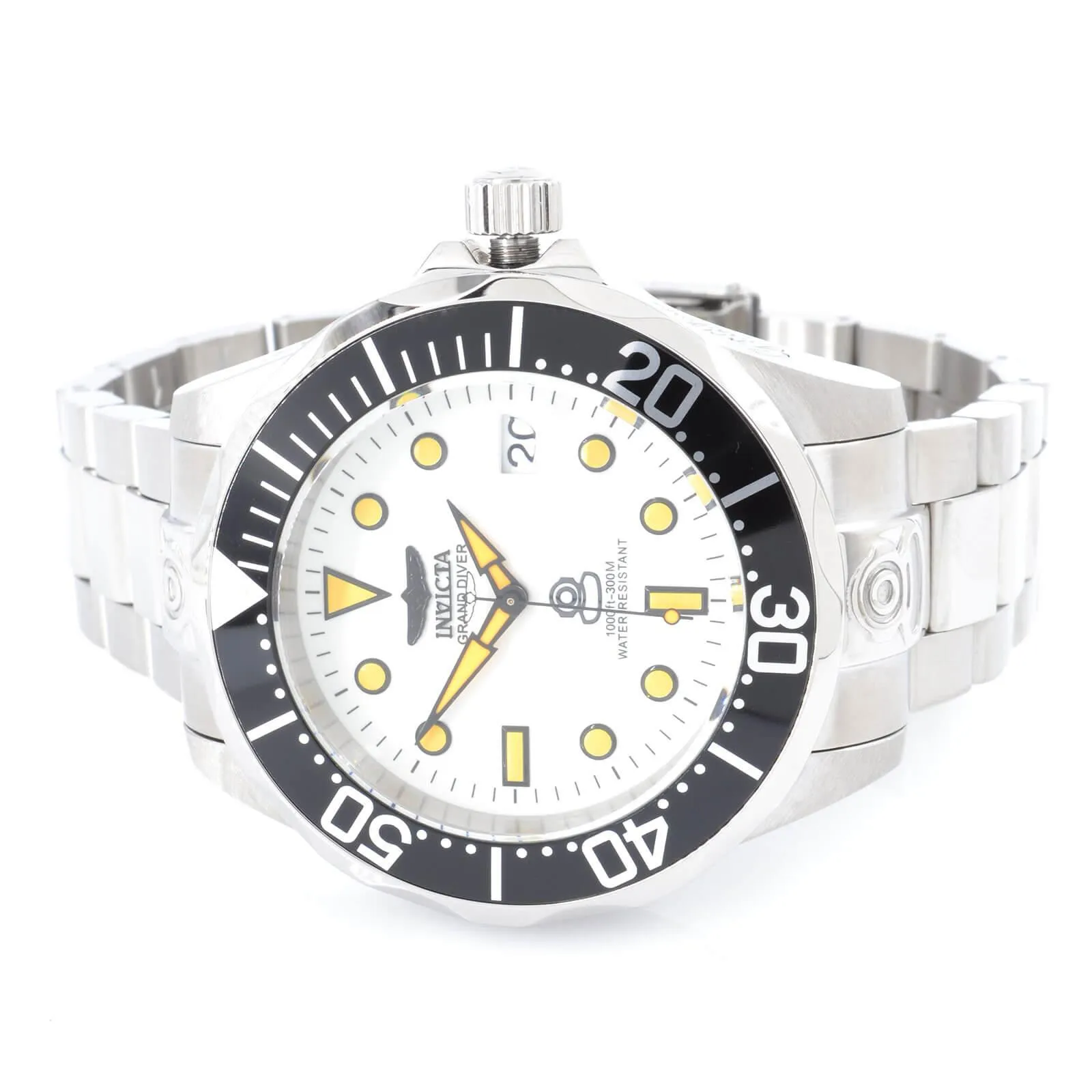 Invicta Men's Grand Diver Automatic Watch - Lume White Dial Steel Bracelet | 10640