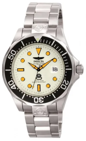 Invicta Men's Grand Diver Automatic Watch - Lume White Dial Steel Bracelet | 10640