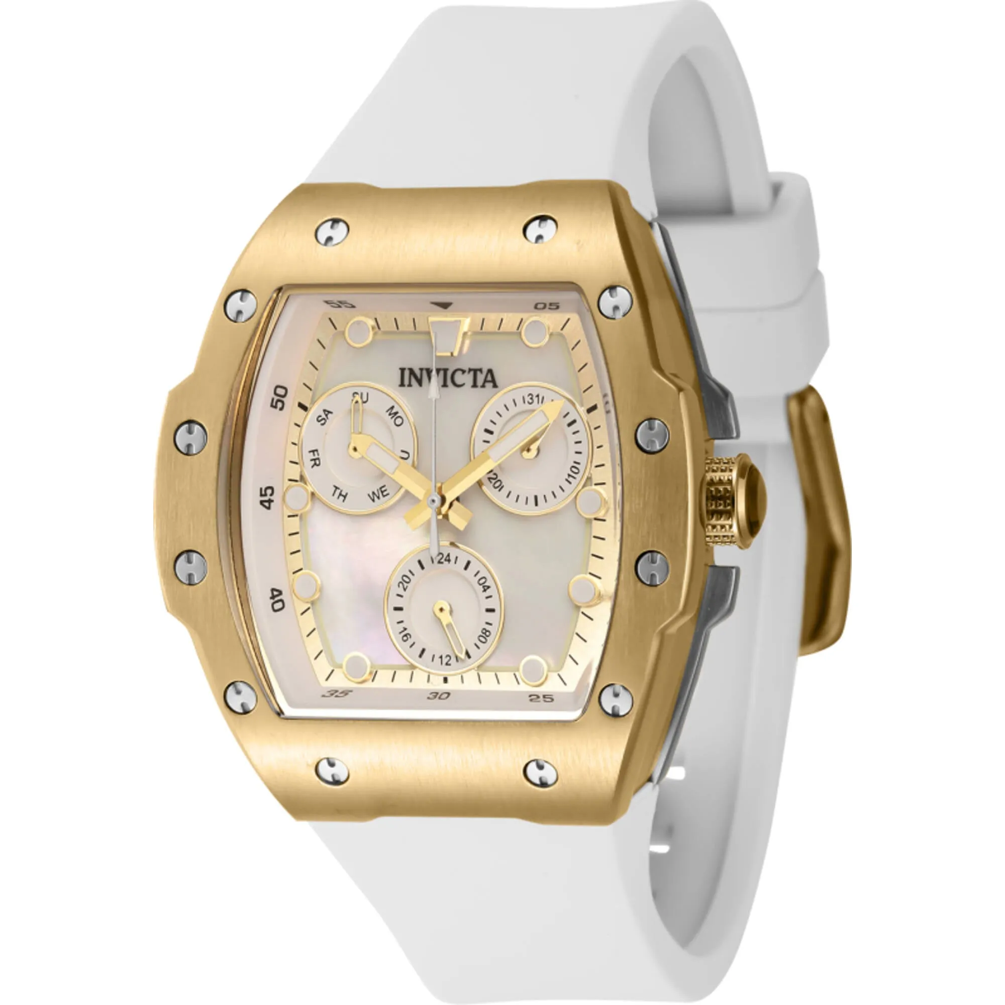 Invicta Women's Watch - Racing White and Gold Mop Dial Silicone Strap Quartz | 45643