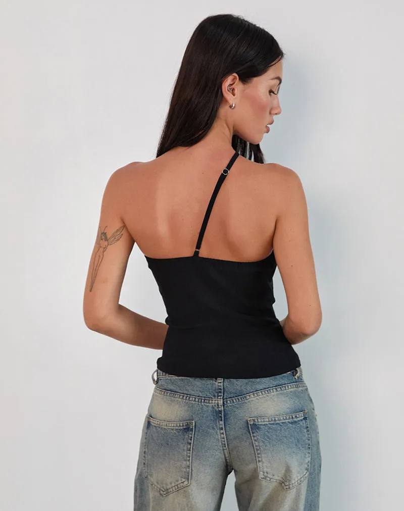 Kacya Asymmetric Top in Black with Buckle