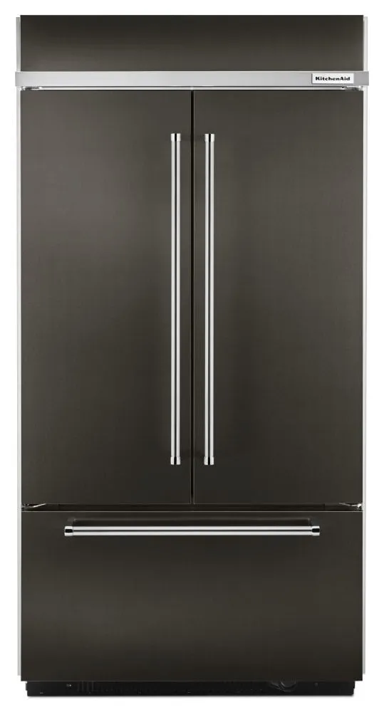 Kitchenaid KBFN506EBS 20.8 Cu. Ft. 36" Width Built In Stainless Steel French Door Refrigerator With Platinum Interior Design - Black Stainless